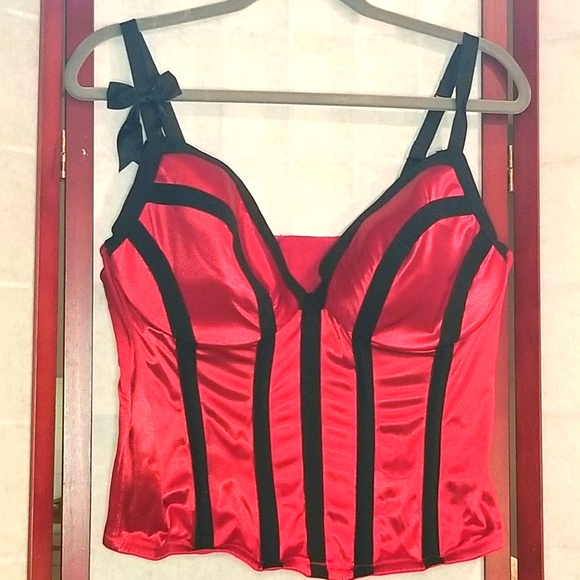 Cacique Other - Red and Black Satin Corset Top